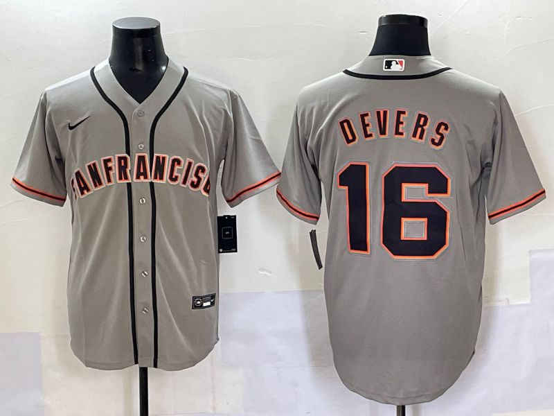 Men 2025 San Francisco Giants #16 Devers Grey Game Nike MLB Jersey style 41->san francisco giants->MLB Jersey